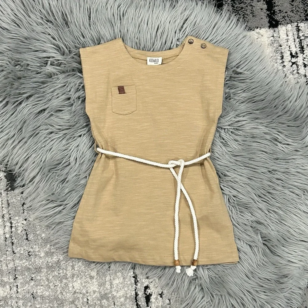 KIDWILD Organics Baby Girls Fawn Brown Organics Field Dress Size 12-18 Month NEW
